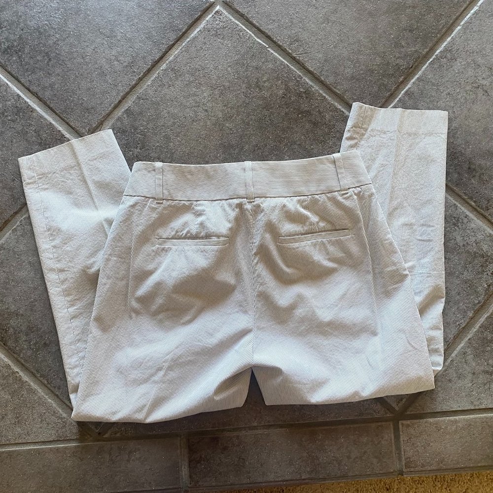 Ann Taylor Loft Marissa Cropped Petite pant; size 2; light gray and white stripe - Picture 2 of 9
